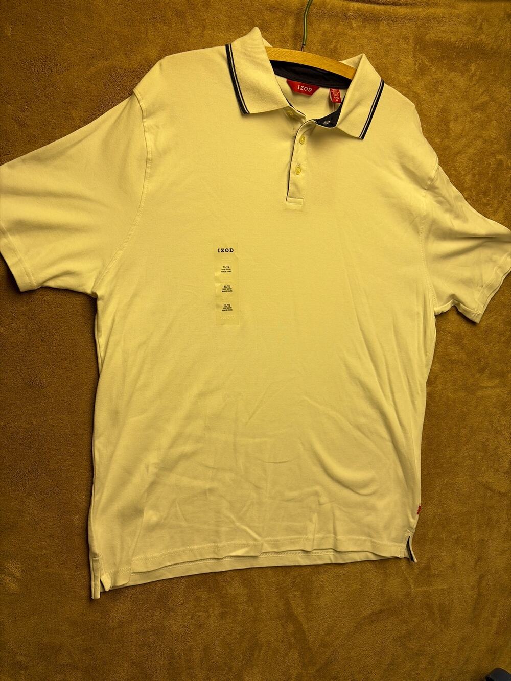 Izod Men's Polo Shirt Size XL Yellow Striped Short Sleeve Golf Top NWT